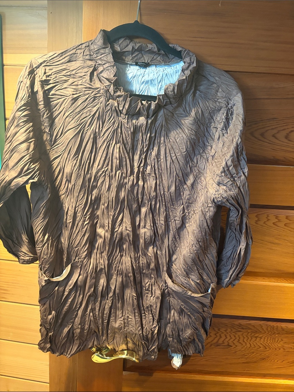 Shana Taupe Crinkle Shirt